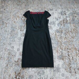 Le Chateau Black Dress Square Neck Back Zipper Closure Size M